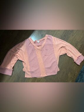 POL waffle knit long sleeve top